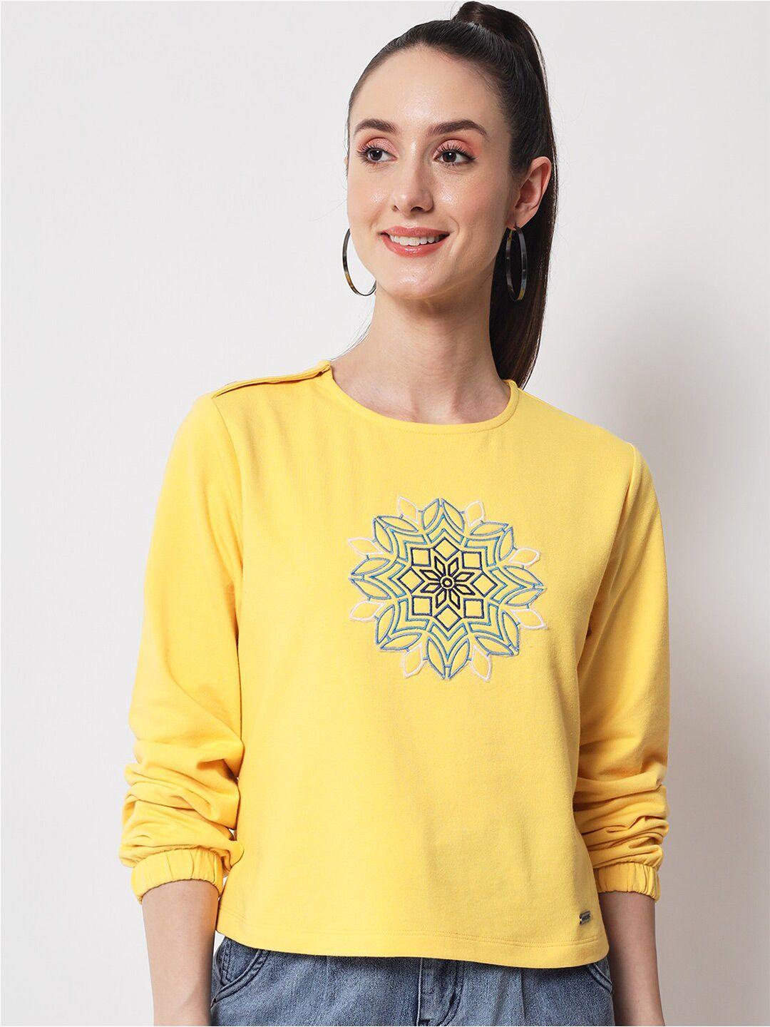 yaadleen printed cotton round neck top