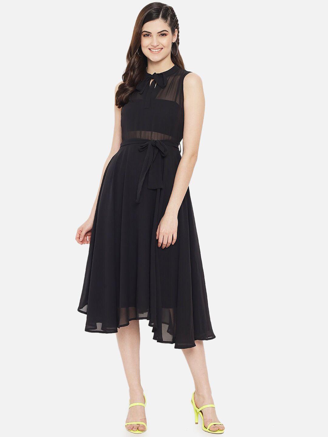 yaadleen tie-up neck tie-up midi fit & flare dress