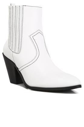 yale high ankle cowboy women's boots - white