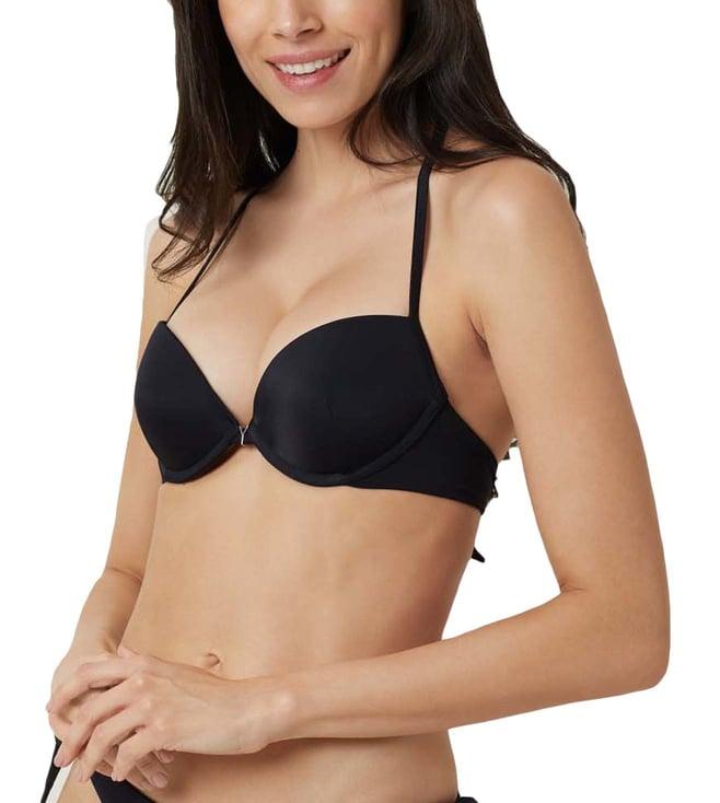 yamamay black under-wired padded essentials bikini push-up bra