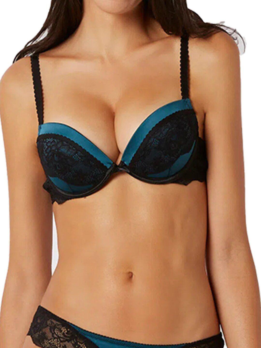 yamamay floral underwired non padded full coverage 360 degree support seamless push up bra