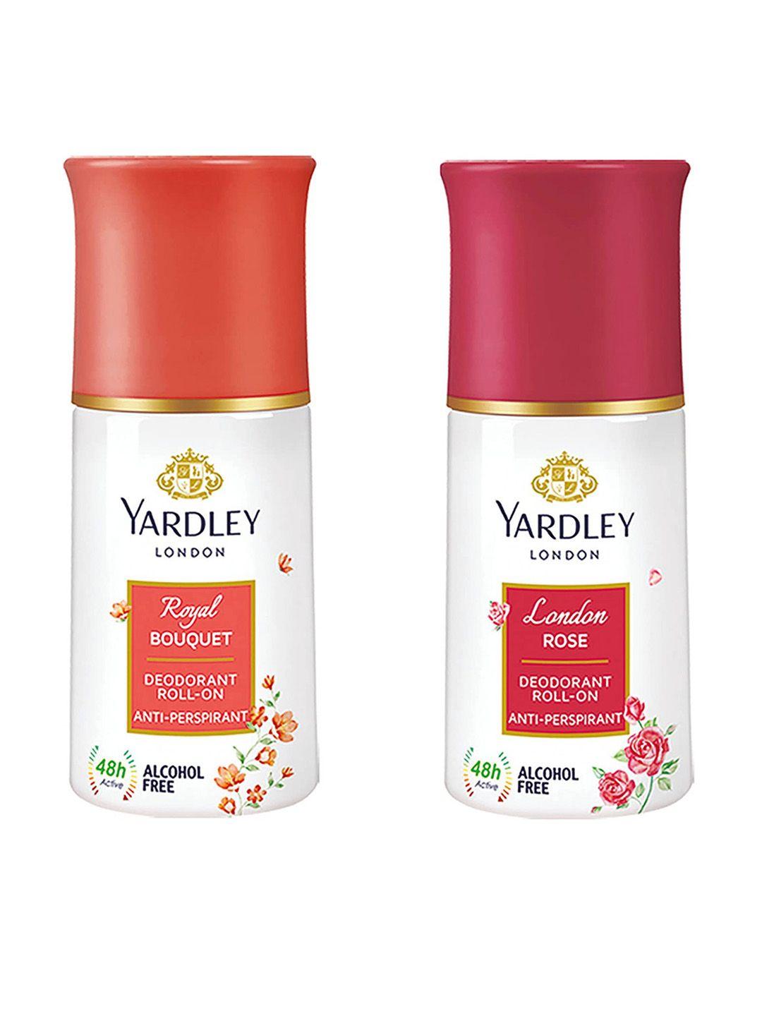 yardley london set of 2 anti-perspirant & alcohol-free deodorant roll-ons - royal bouquet - london rose - 50 ml each