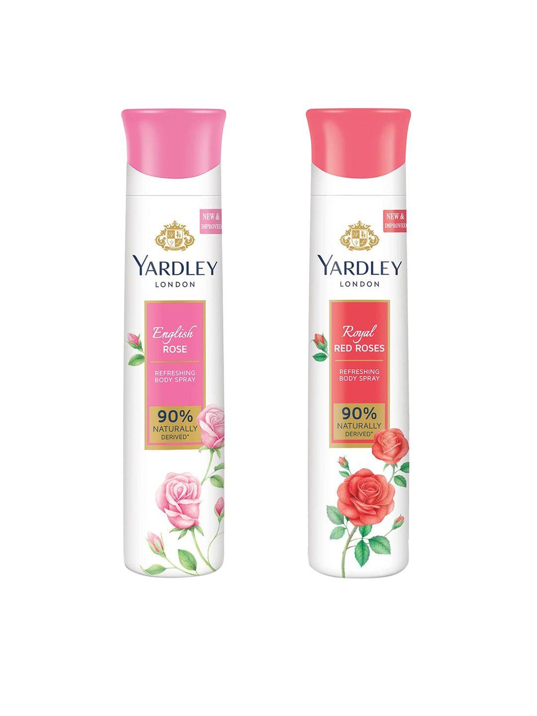 yardley london set of 2 perfumed deodorant body spray royal red roses & english rose - 150 ml each