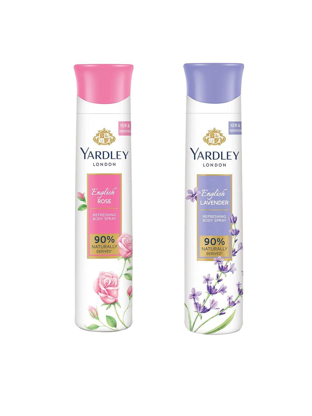yardley london set of english rose & english lavender refreshing body spray-150ml each