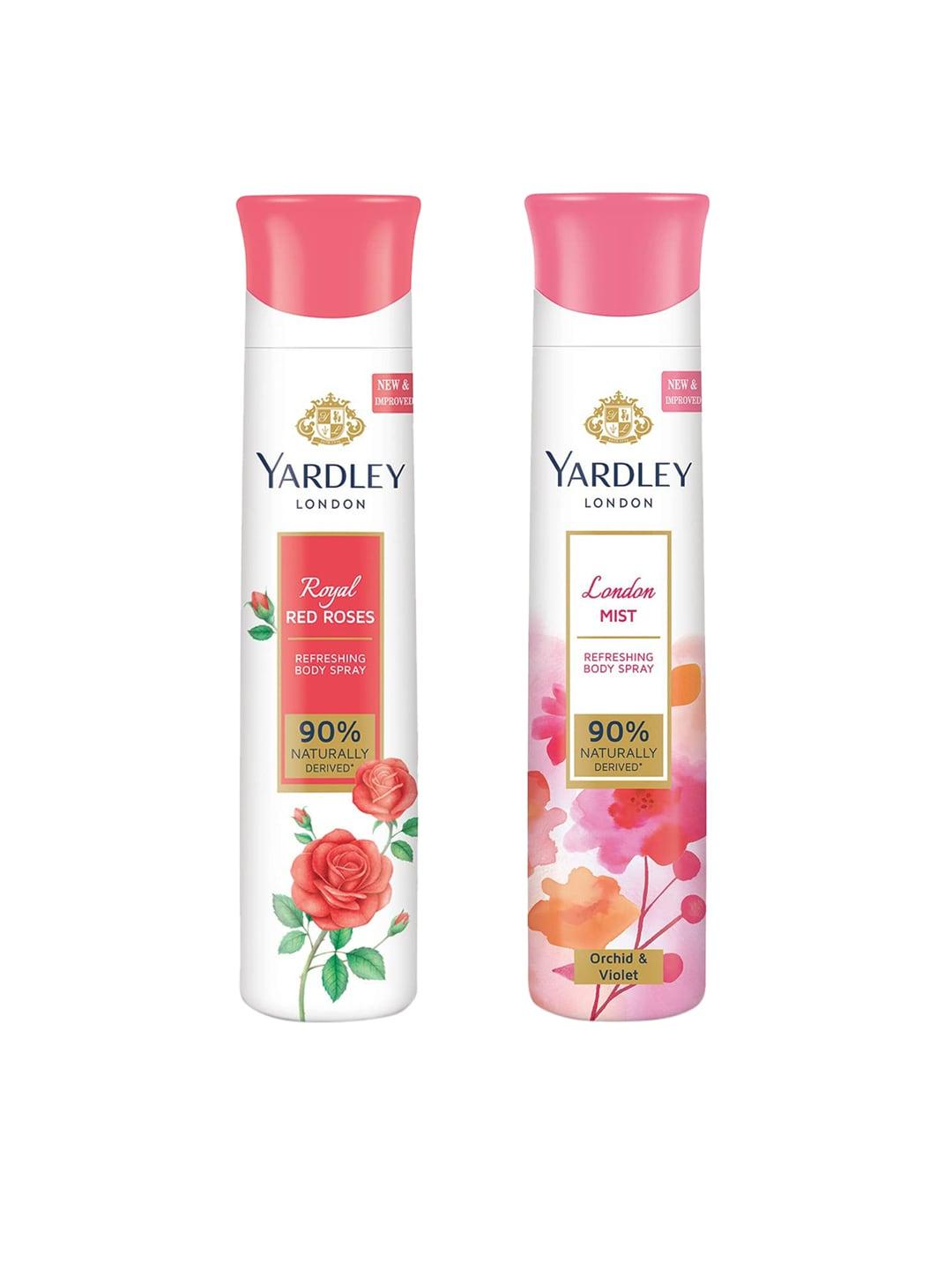 yardley london women set of 2 deodorant - london mist & royal red roses - 150ml each
