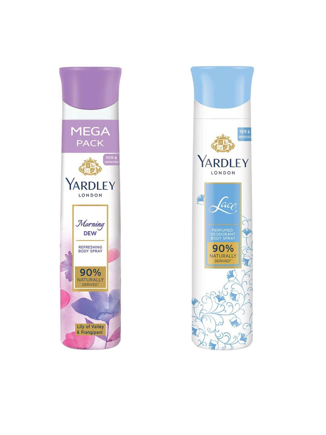 yardley london women set of 2 refreshing deodorant spray - morning dew & lace - 150ml each