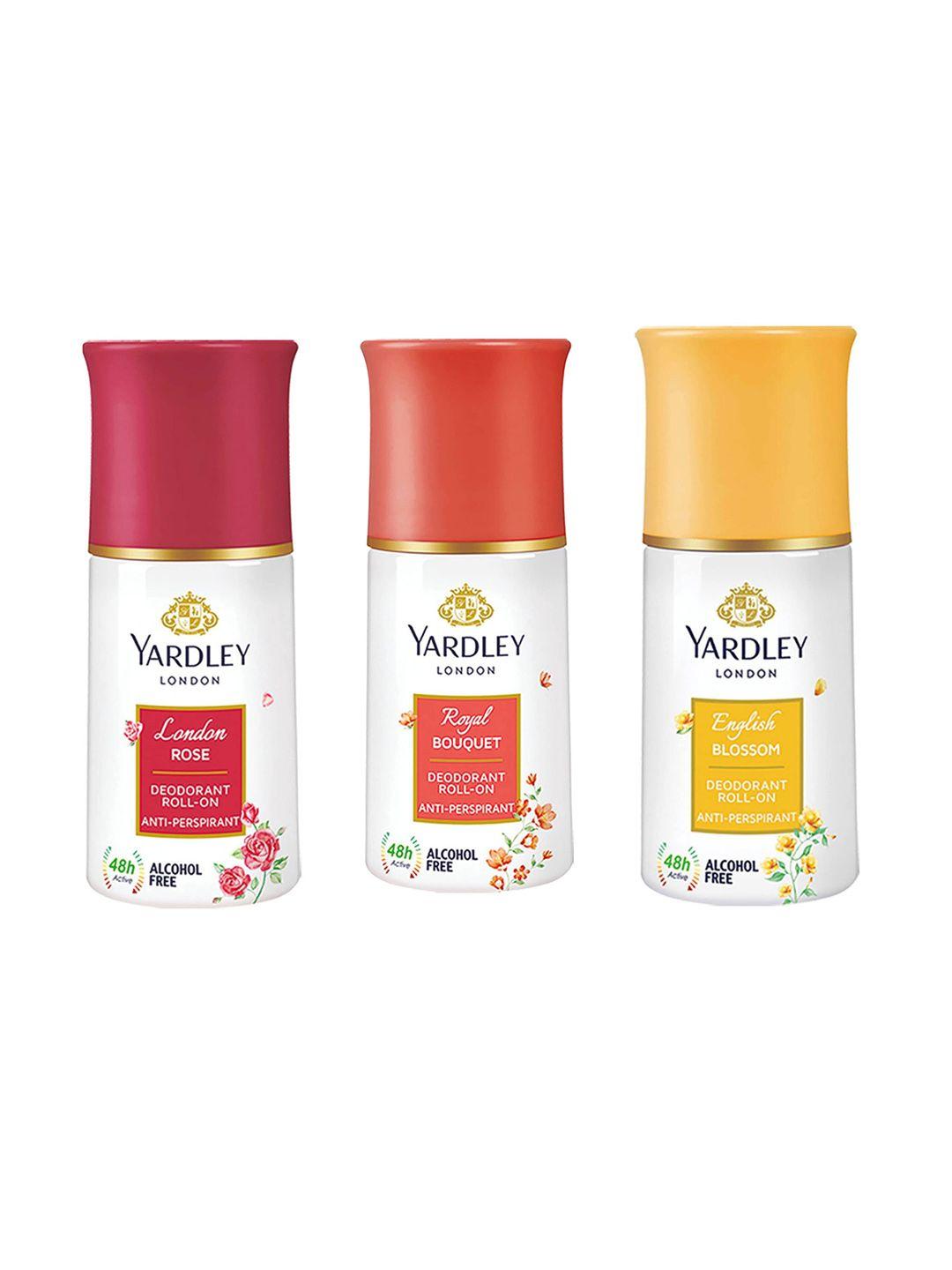 yardley london women set of 3 anti-perspirant alcohol free deodorant roll-ons - 50ml each