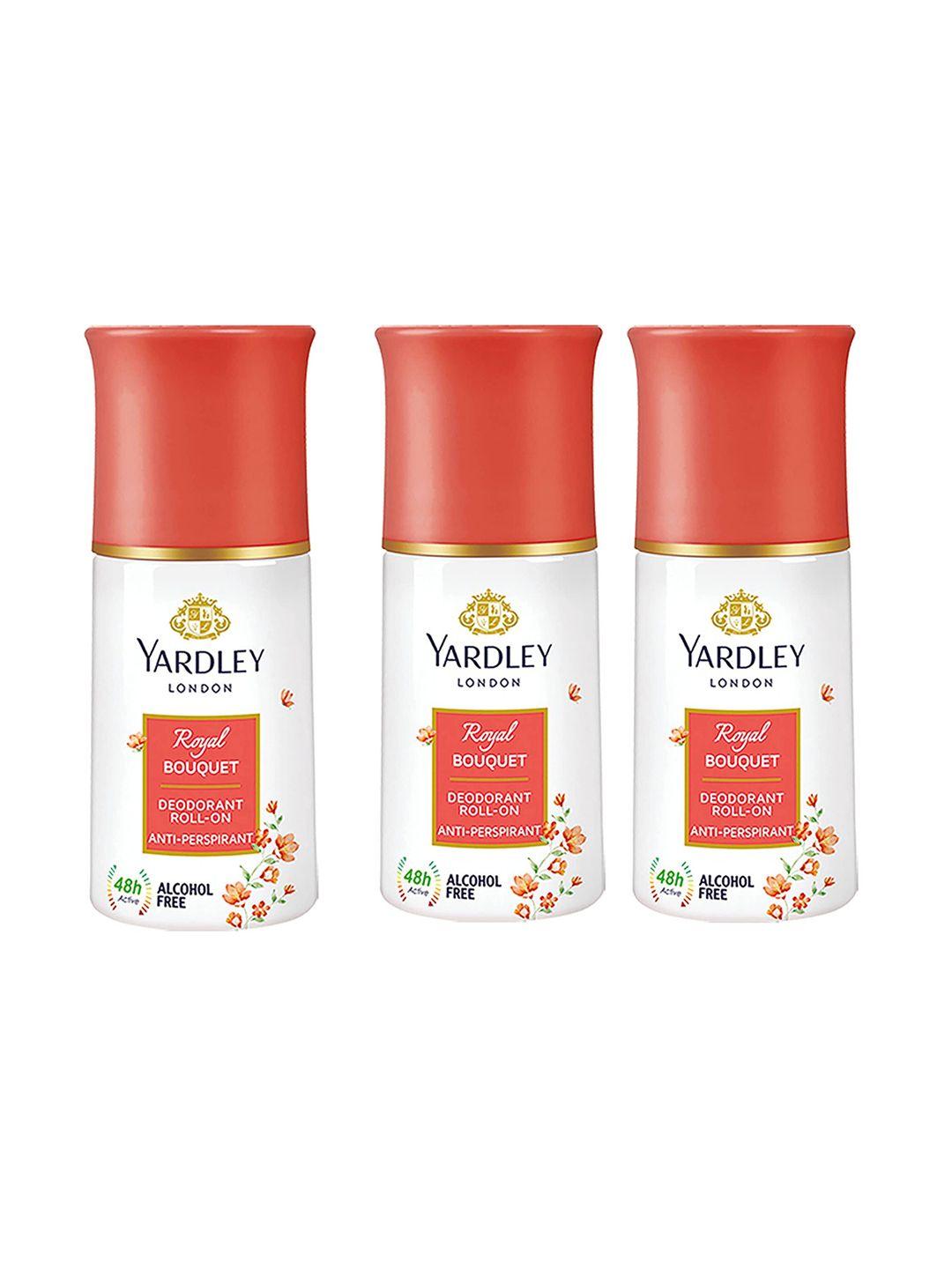 yardley london women set of 3 anti-perspirant royal bouquet deodorant roll-on - 50ml each
