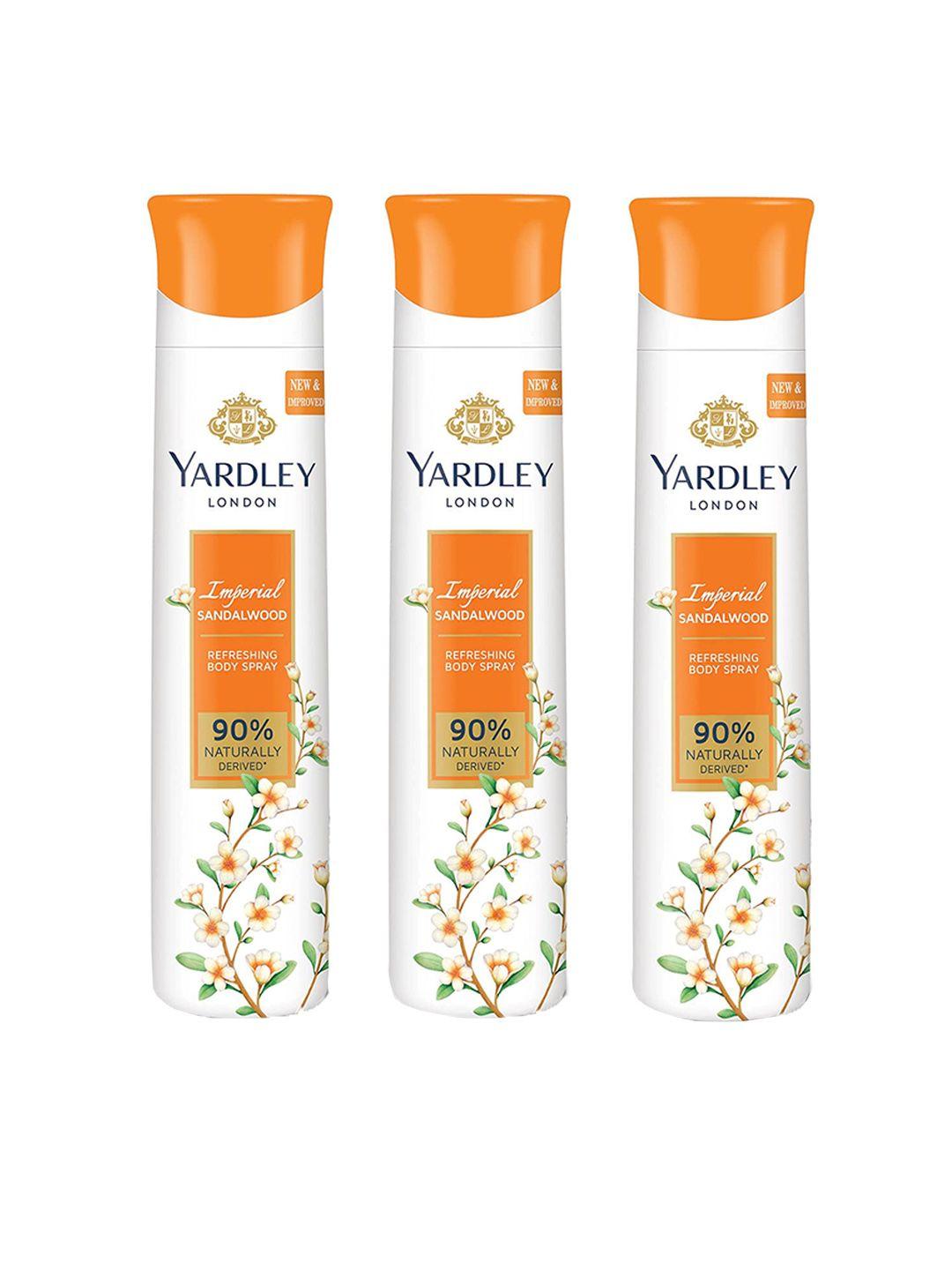 yardley london women set of 3 imperial sandalwood refreshing deo body spray - 150ml each