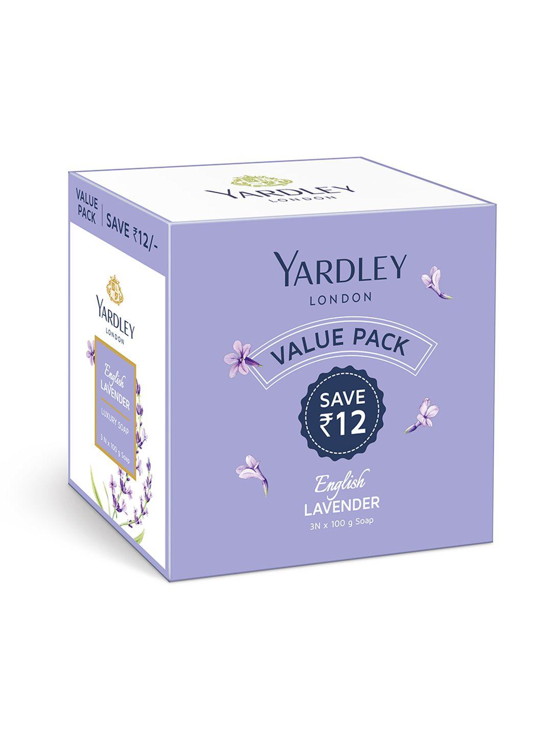yardley london set of 3 english lavender luxury soaps - 100 g each