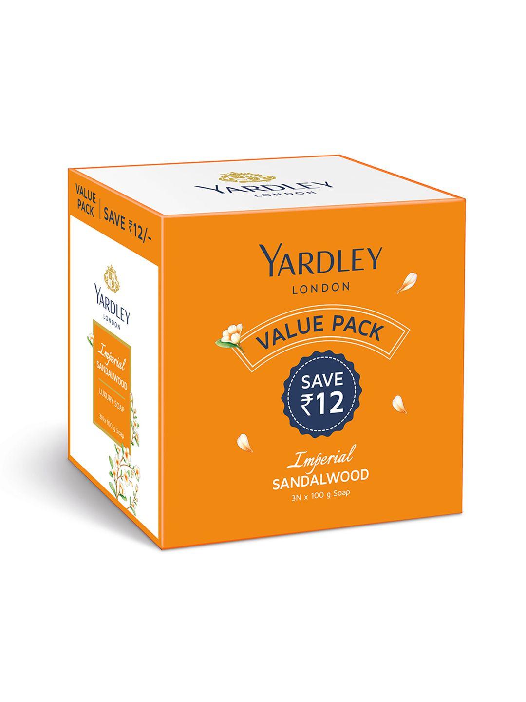 yardley london set of 3 imperial sandalwood luxury soaps - 100g each