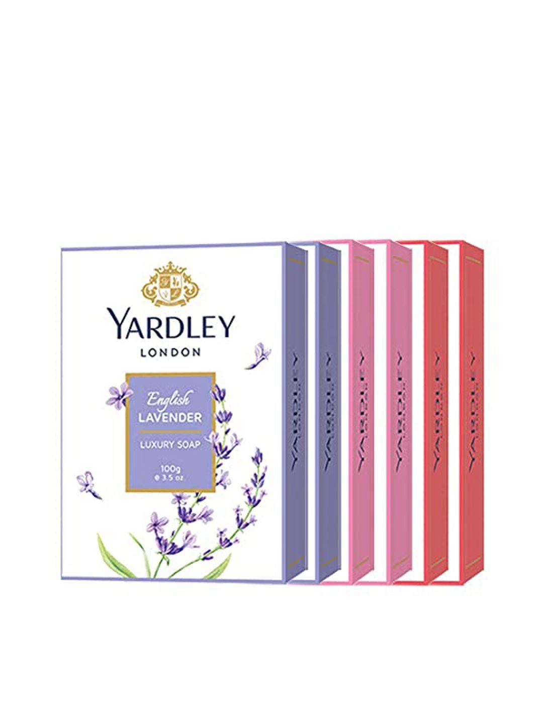 yardley london set of 6 lavender-rose-red roses luxury soaps - 100 g each