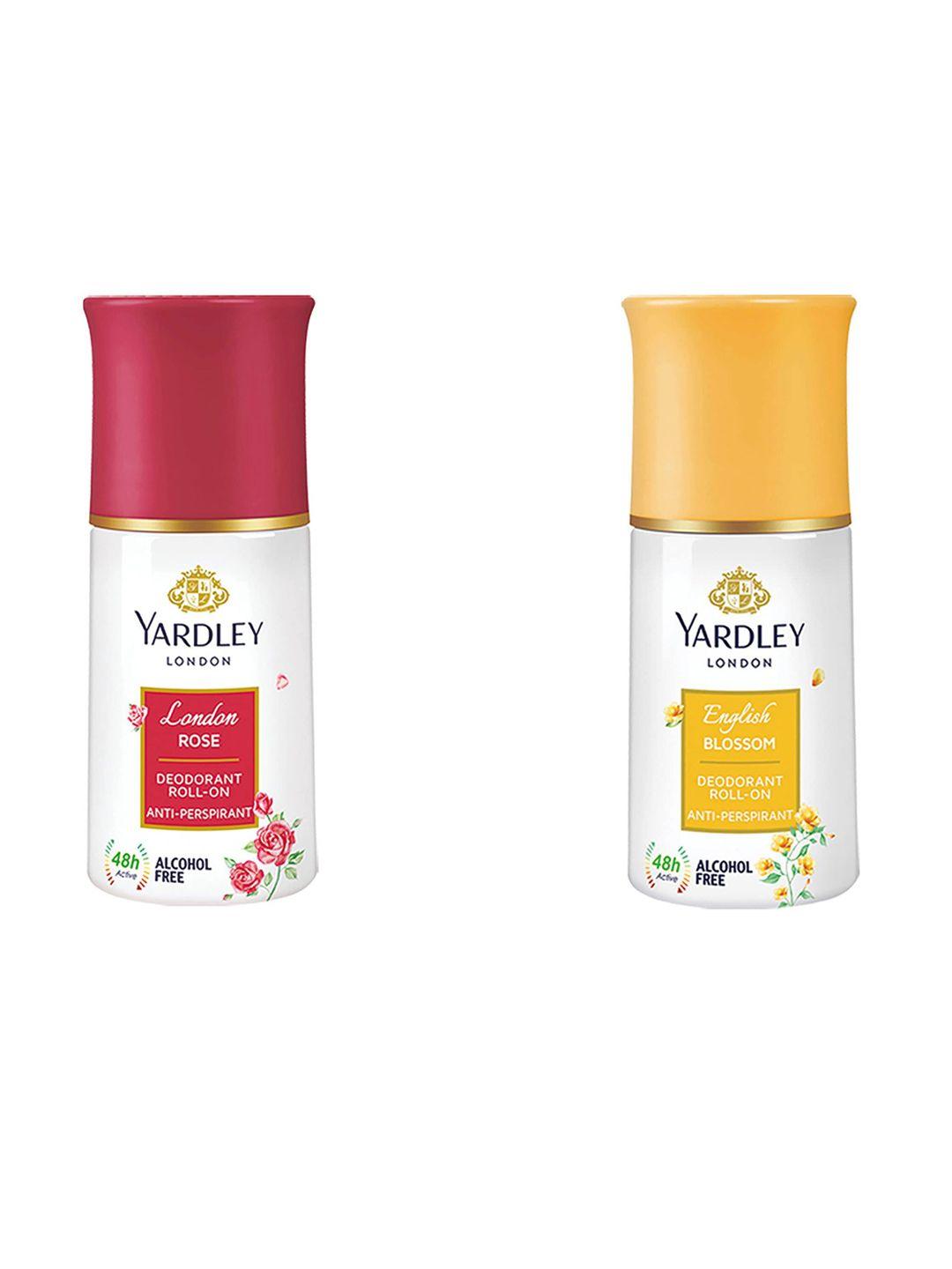yardley london women set of 2 anti-perspirant alcohol free deodorant roll-ons - 50ml each