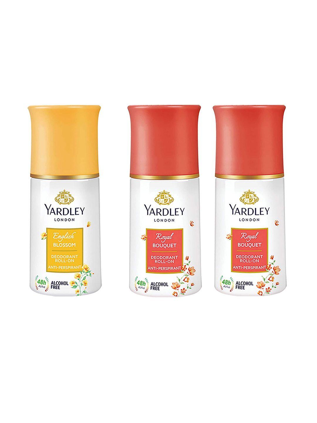 yardley london women set of 3 anti-perspirant alcohol free deodorant roll-ons - 50ml each