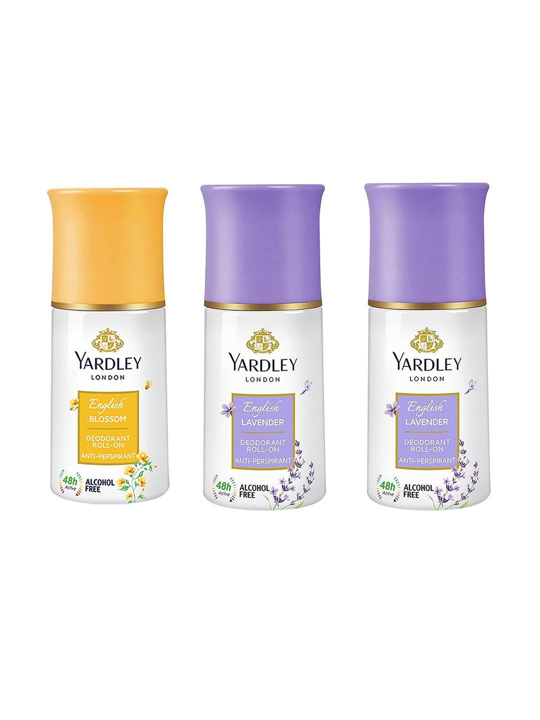 yardley london women set of english lavender & english blossom deodorant roll ons