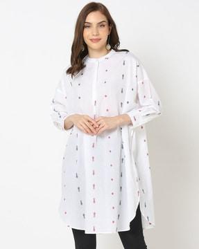 yarn dyed dobby half placket shirt dress