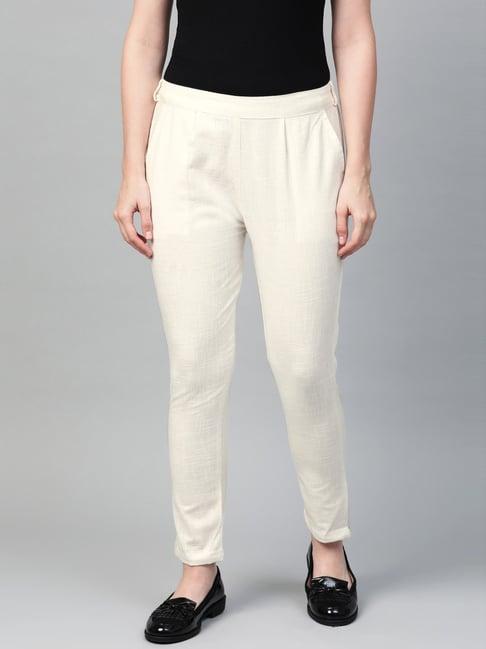 yash gallery off-white mid rise pants