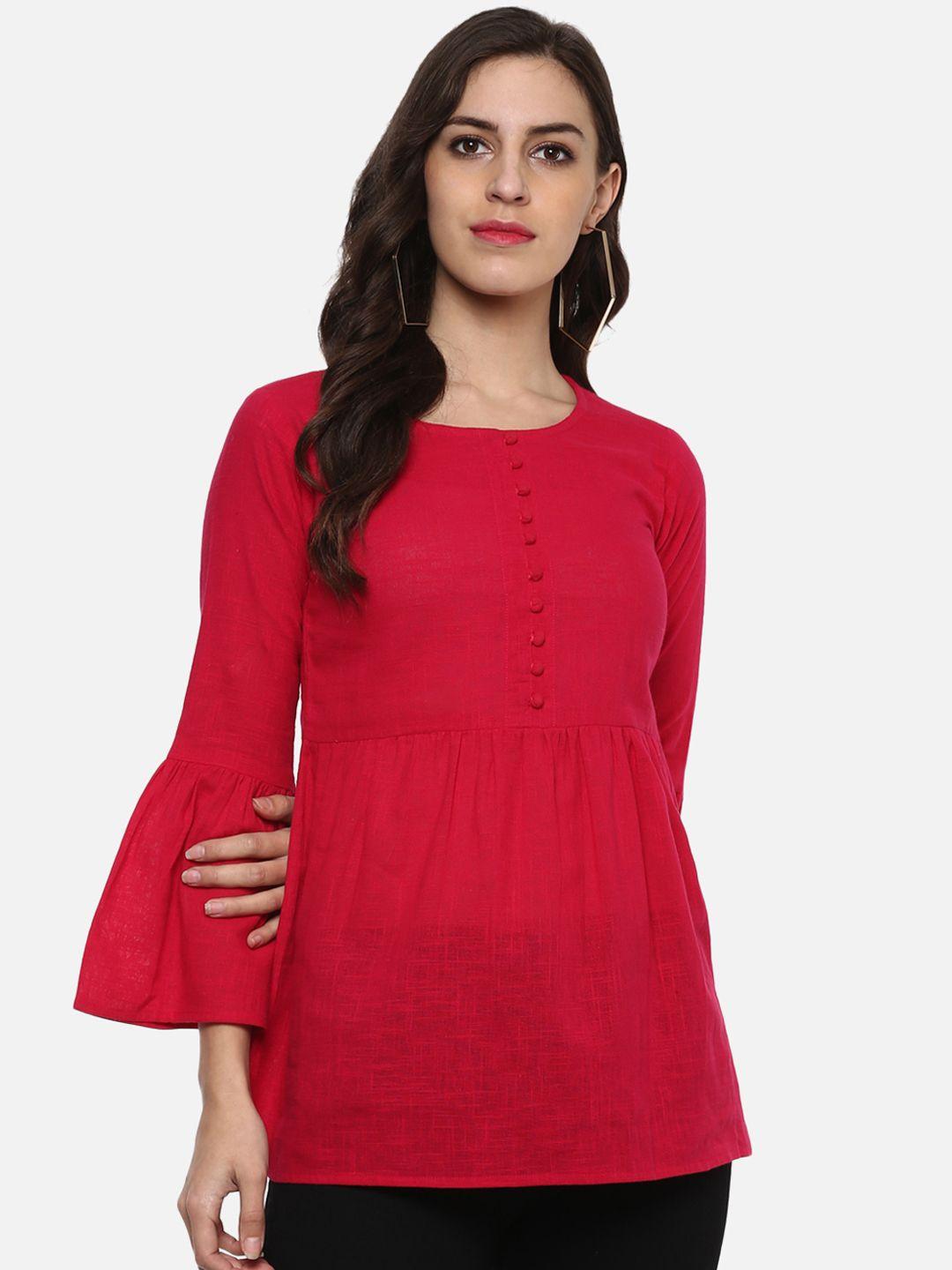 yash gallery women red solid empire top