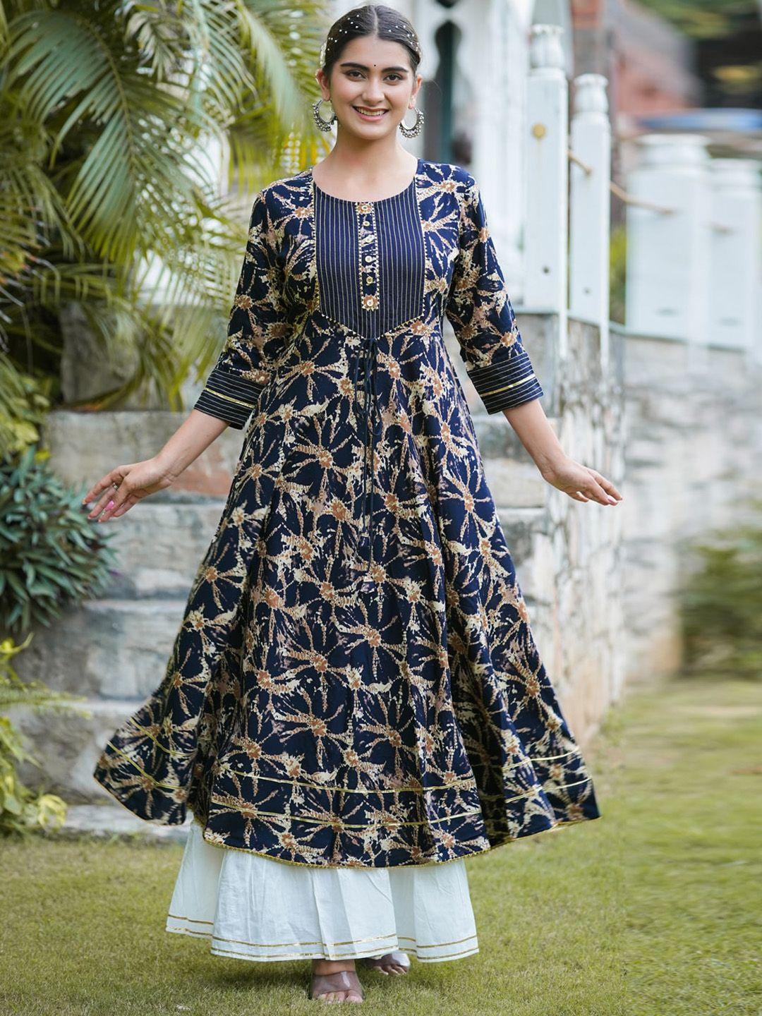 yash gallery abstract printed anarkali kurta