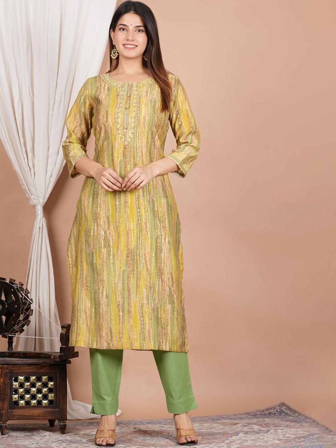 yash gallery abstract printed straight kurta with trousers