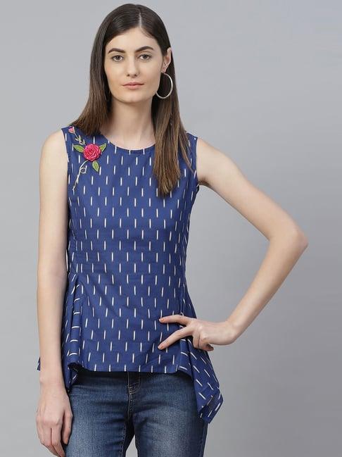 yash gallery blue cotton printed top