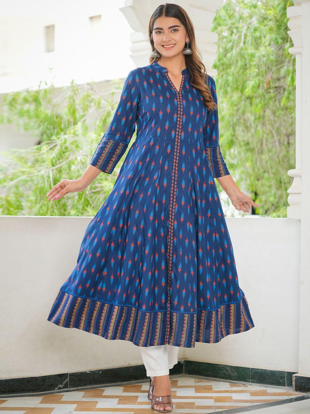 yash gallery ethnic motifs ikat printed anarkali kurta