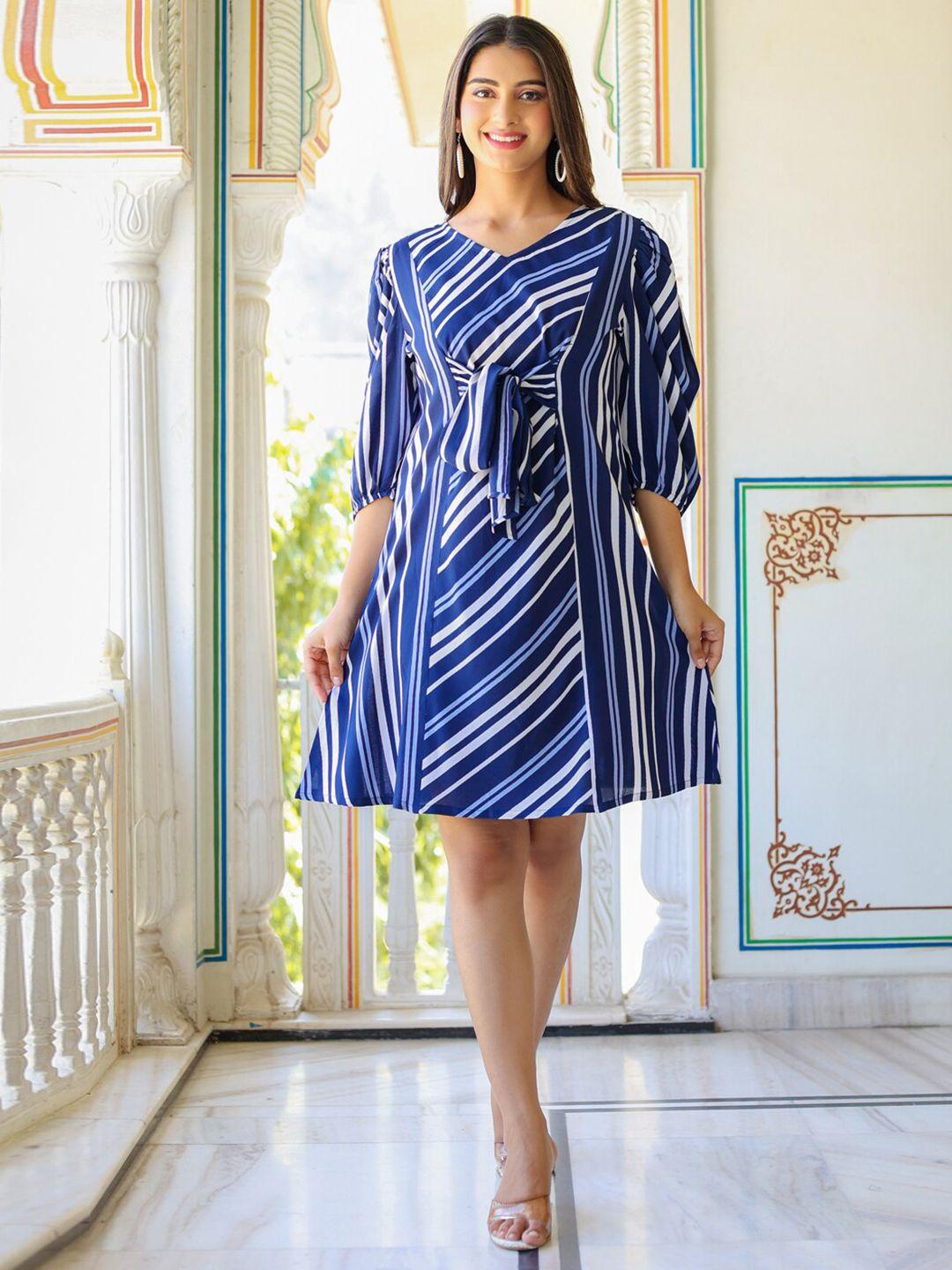 yash gallery striped printed a-line dress