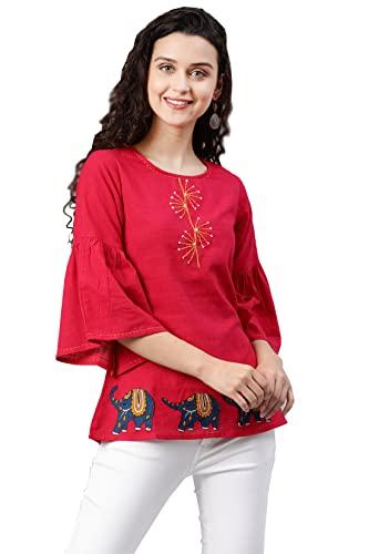 yash gallery women's cotton patch work straight top for women (289yk345yellow_yellow_medium)