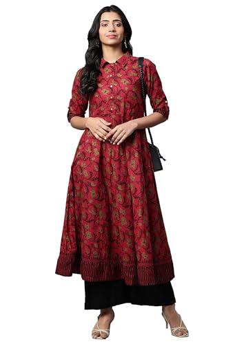 yash gallery women's cotton printed anarkali kurta for women (1293ykmaroon_maroon_small)