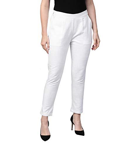yash gallery women's cotton slub straight solid trousers for women (5010ykwhite_white_large)