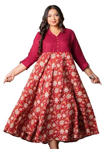 yash gallery women's floral printed maxi anarkali dress (1491plykmaroon, xxl, maroon)