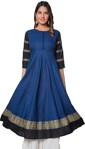 yash gallery women's rayon blue anarkali kurti (blue, xl)