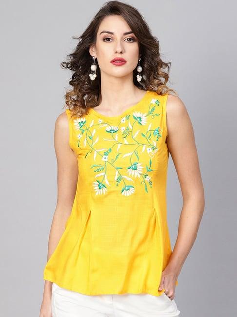 yash gallery yellow embroidered top