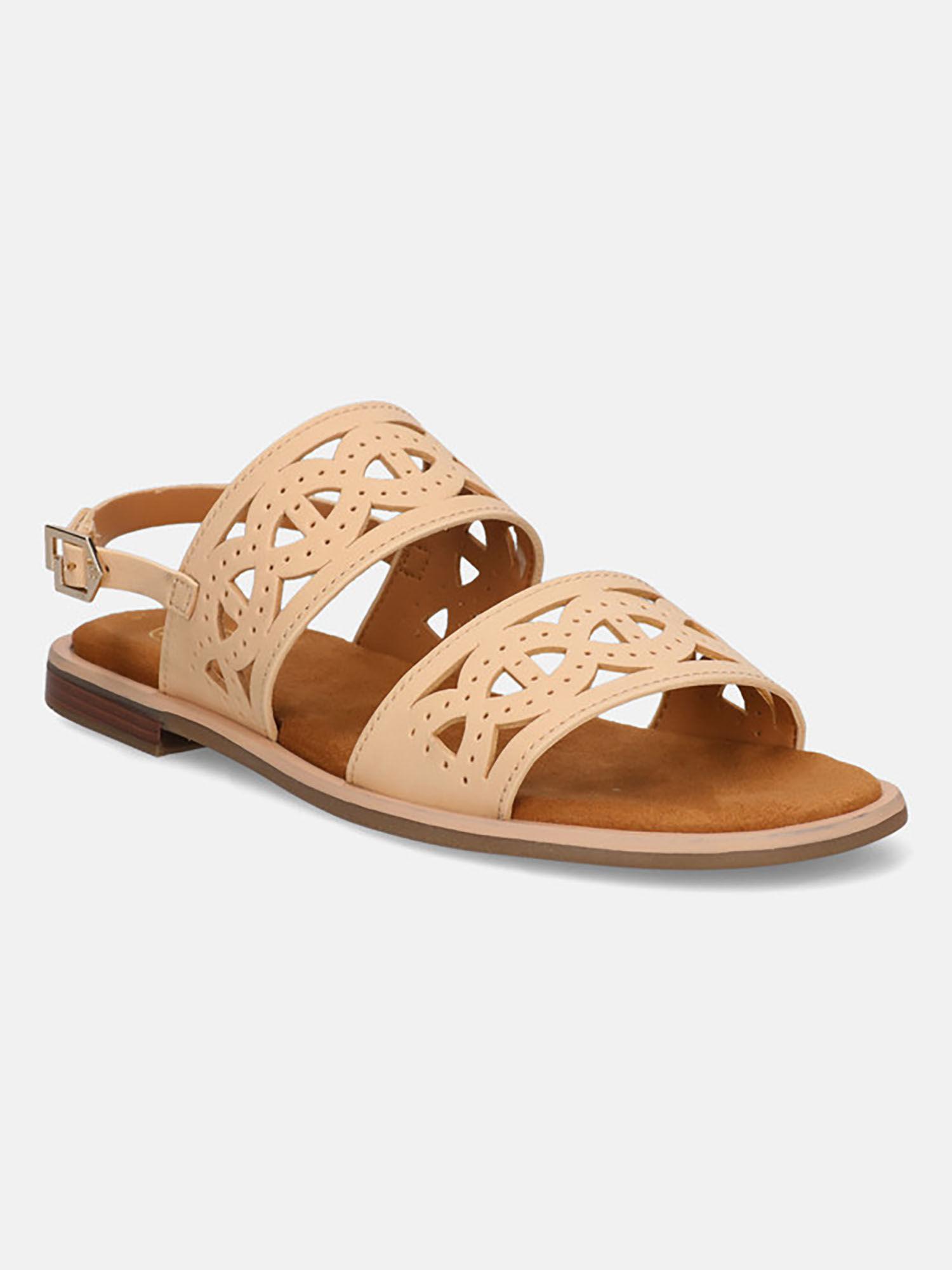 yasha beige womens leather back strap sandals