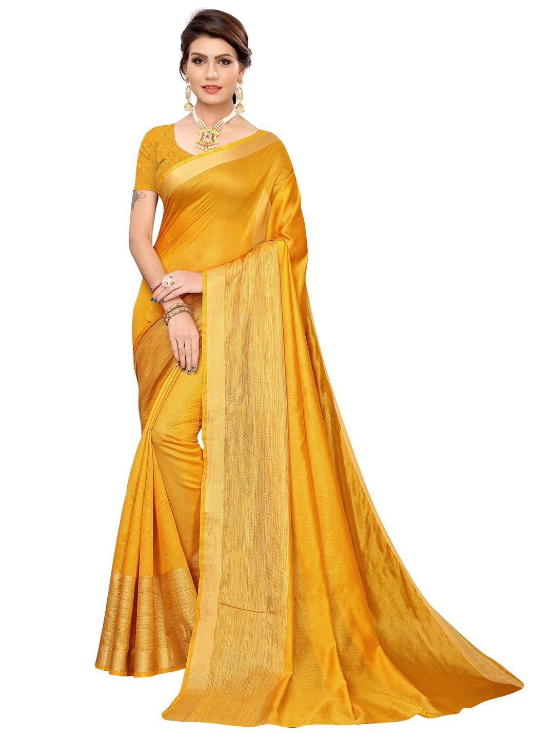 yashika mustard yellow & gold-toned woven design zari silk cotton ilkal saree