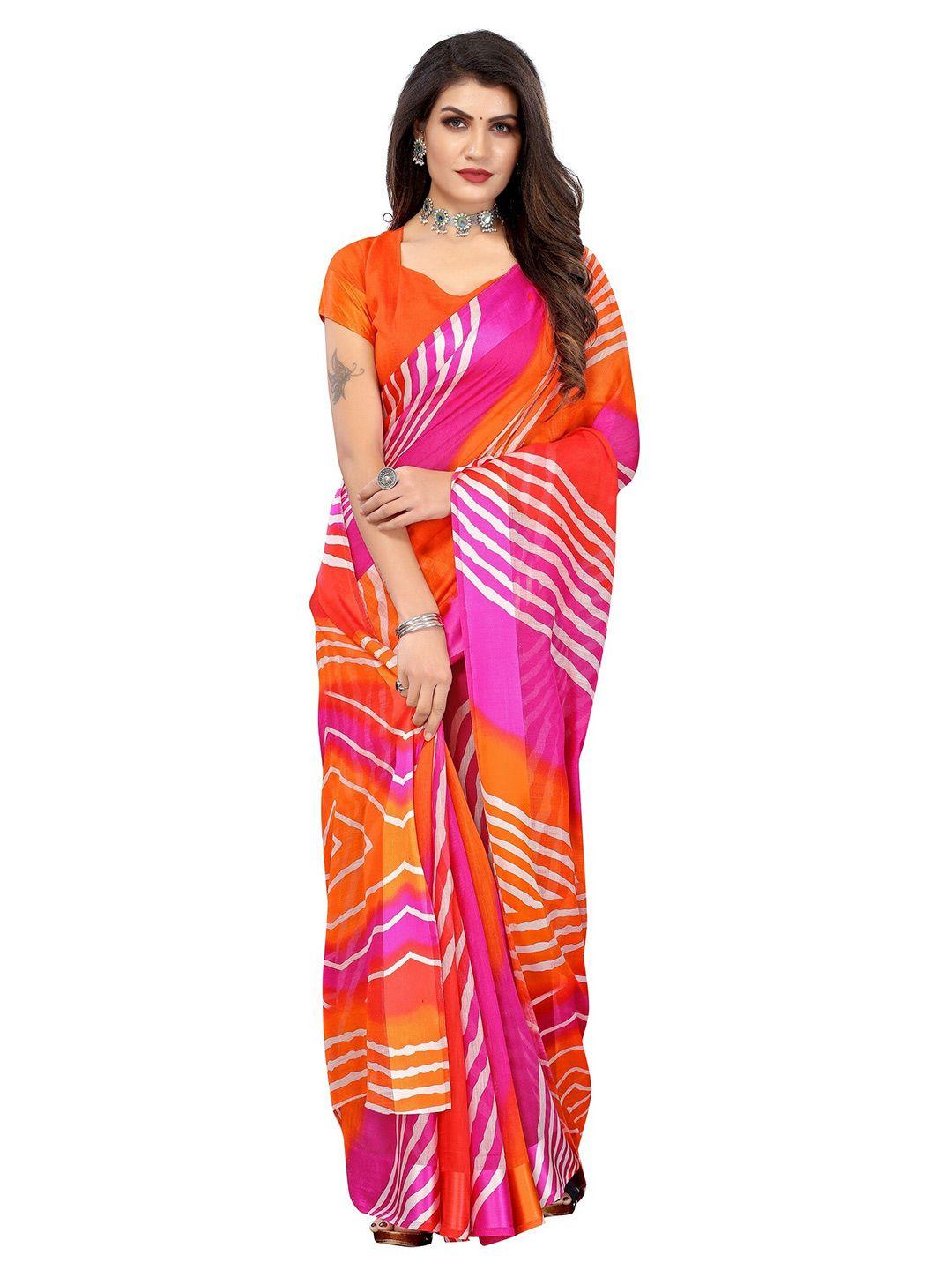 yashika orange & pink cotton silk saree