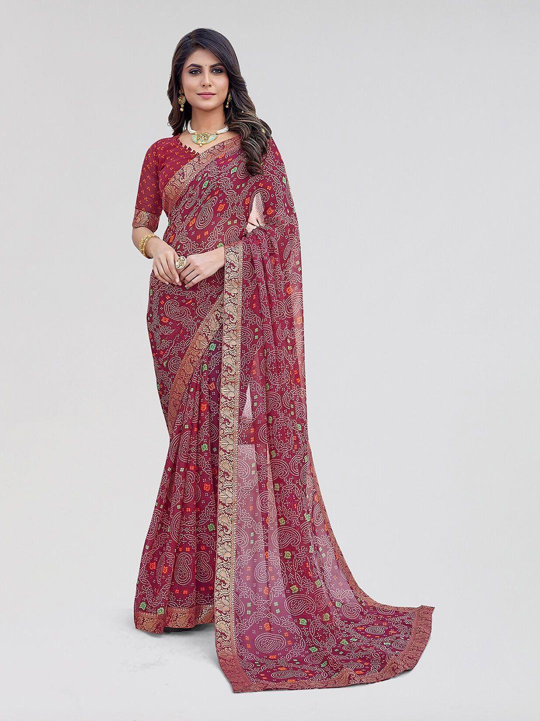 yashika bandhani printed zari bandhani saree