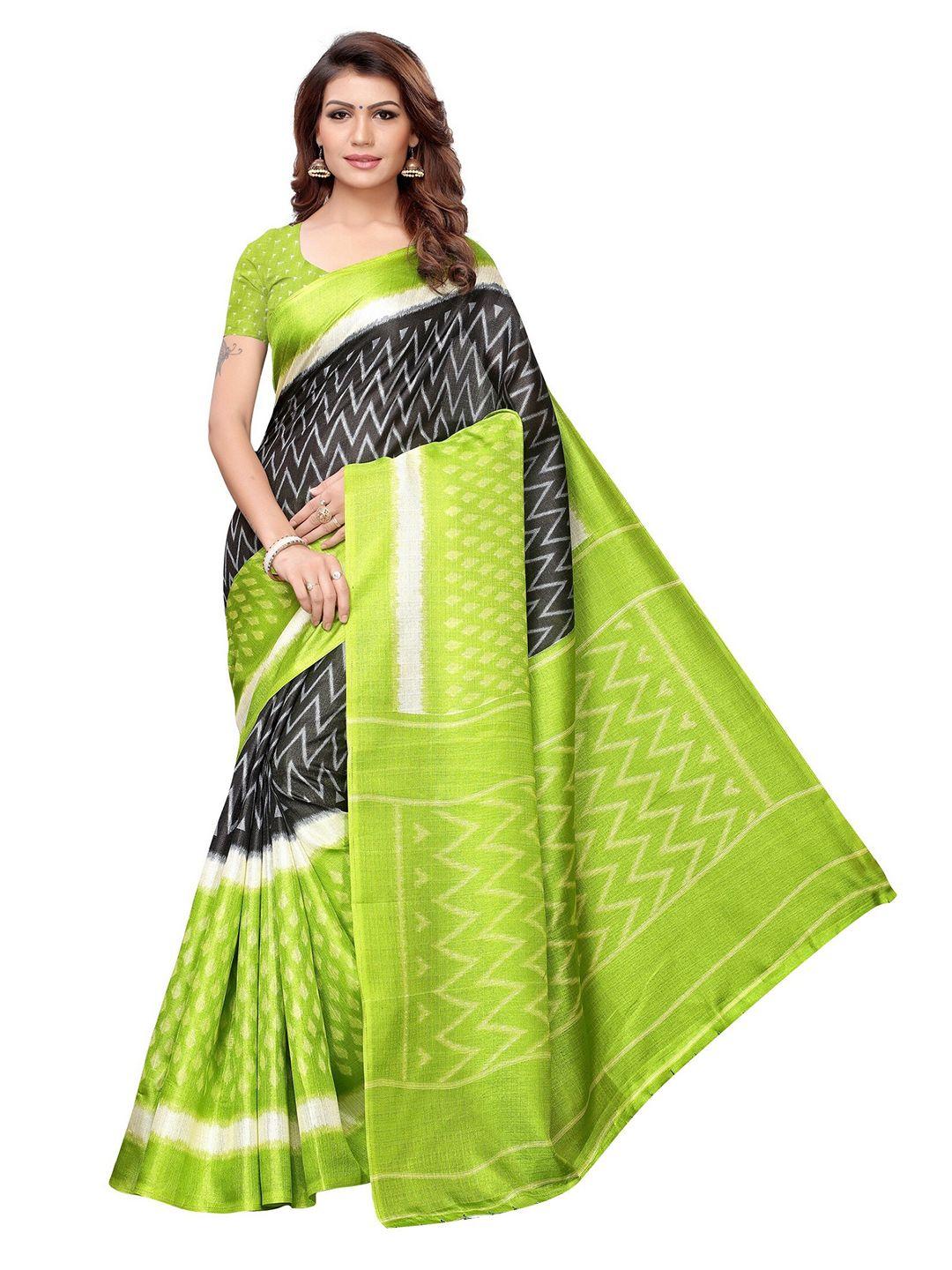 yashika green & black art silk saree