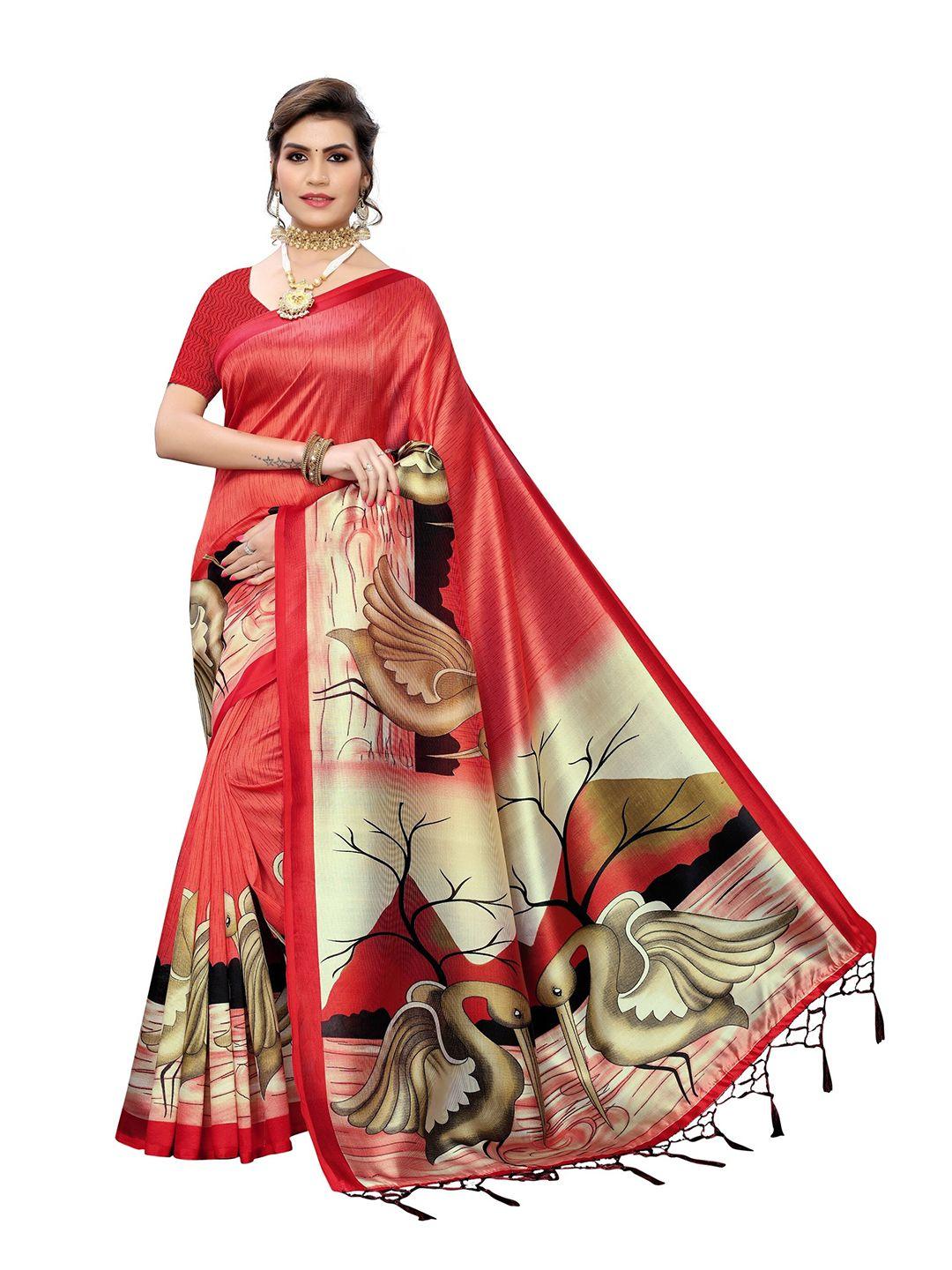 yashika red & black art silk saree