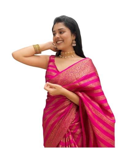 yashika women's fancy banarasi kanjivaram art silk saree with blouse pieces||dark pink coloured kanjivaram saree|| az-ys-og-ashoka pink