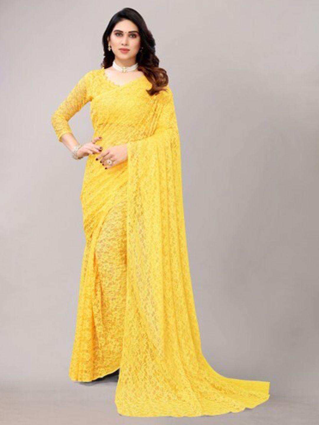 yashika yellow embellished net saree