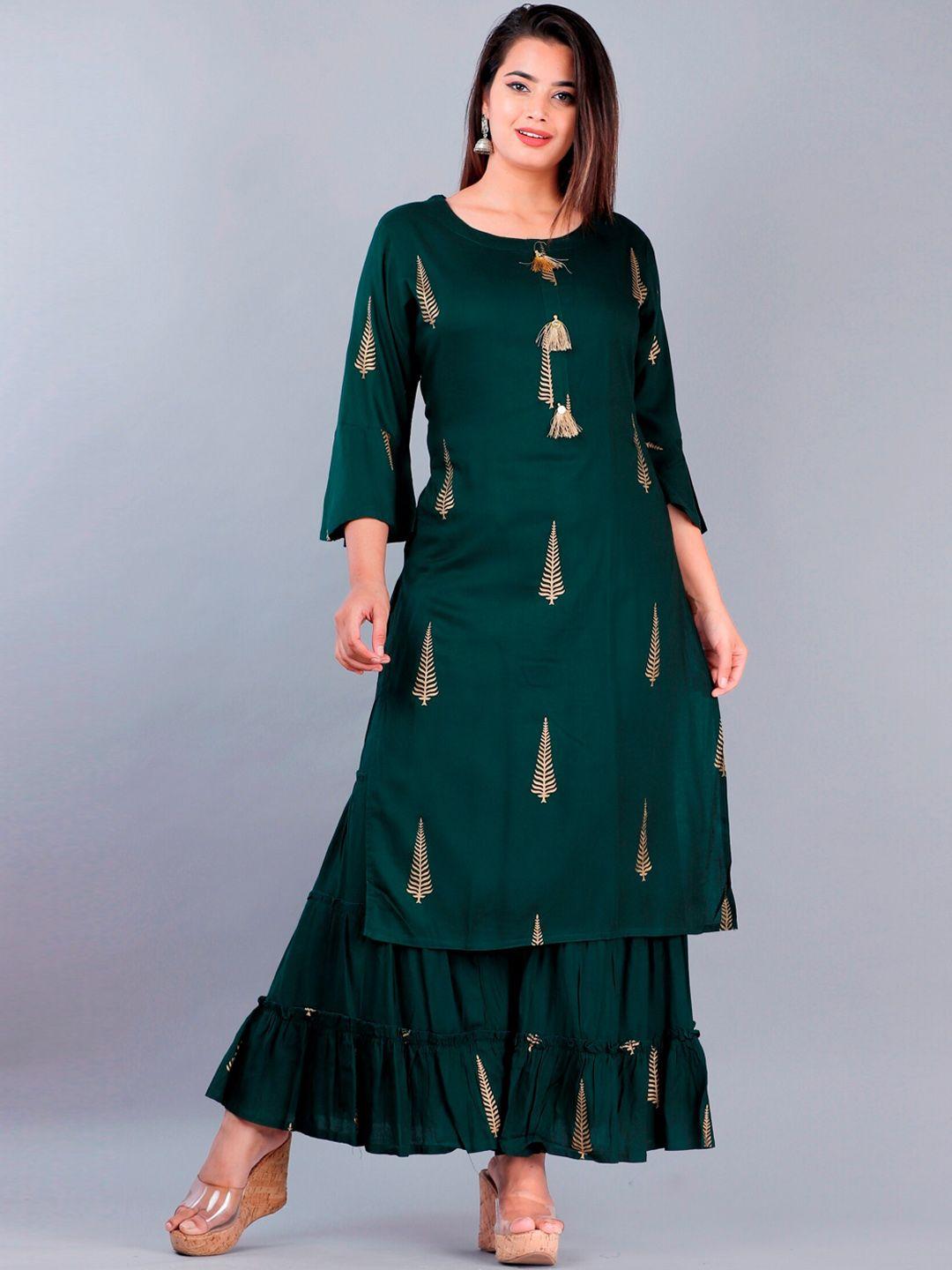 yavi women green kurta with sharara