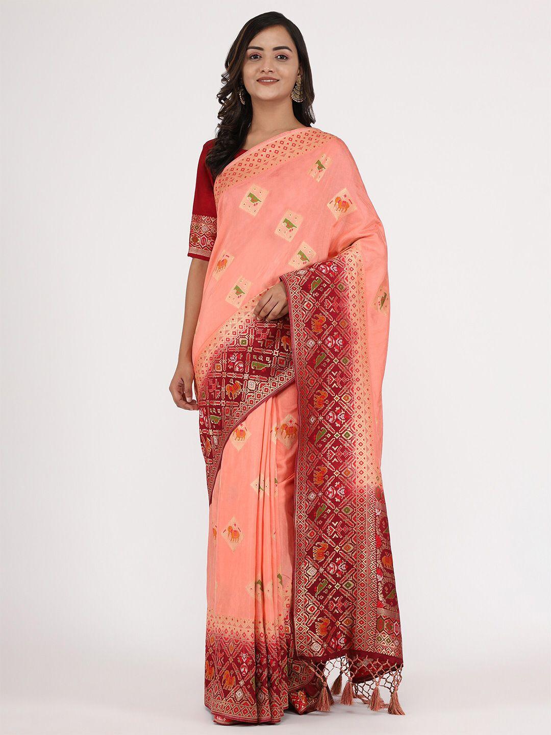 yavira silk ethnic motif woven design zari patola saree