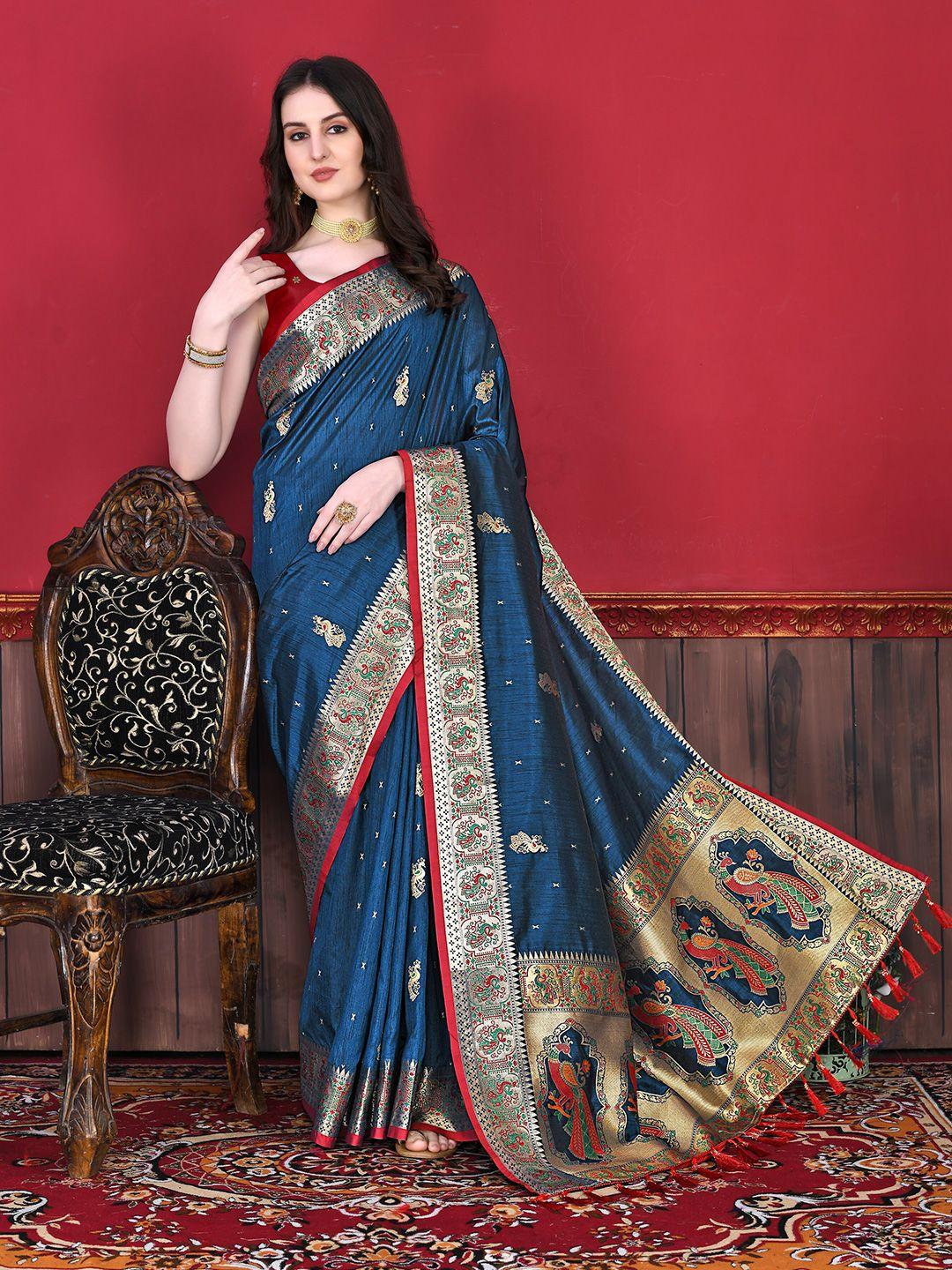 yavira silk ethnic motifs printed woven design zari kota saree