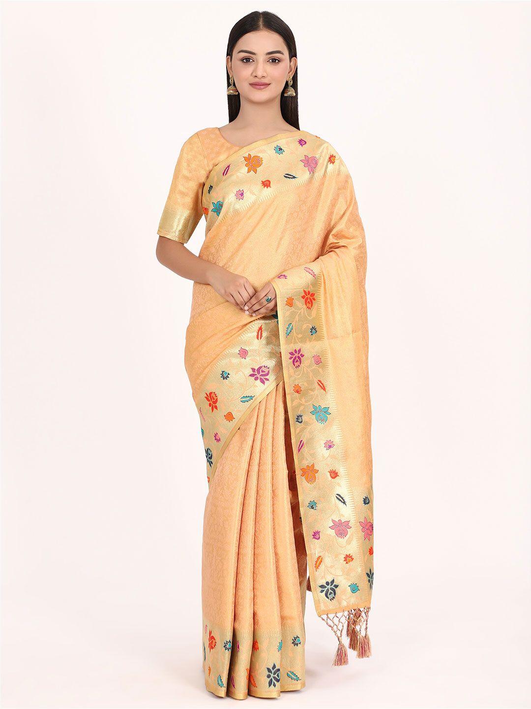 yavira silk ethnic motifs woven design zari kanjeevaram saree
