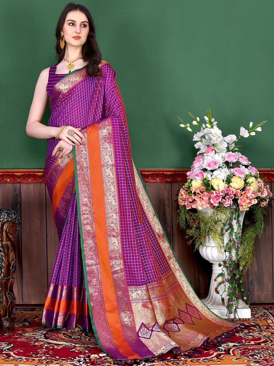 yavira silk checked zari mysore silk saree