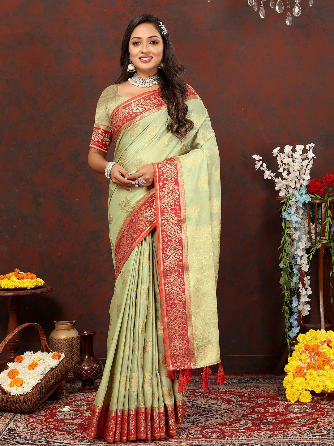 yavira silk ethnic design woven design zari kota saree