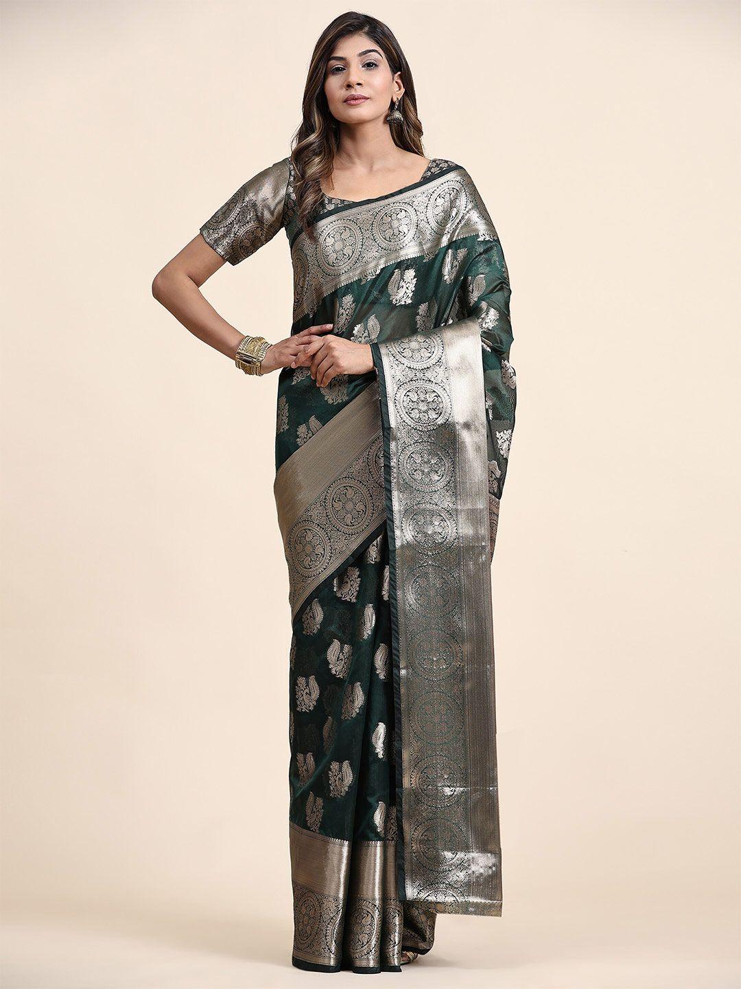 yavira silk ethnic motifs woven design zardozi poly georgette banarasi saree