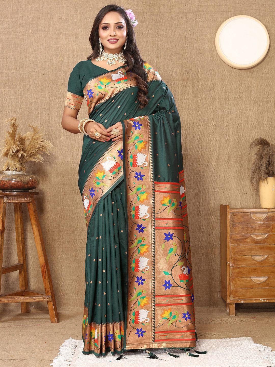 yavira silk ethnic motifs woven design zari paithani saree