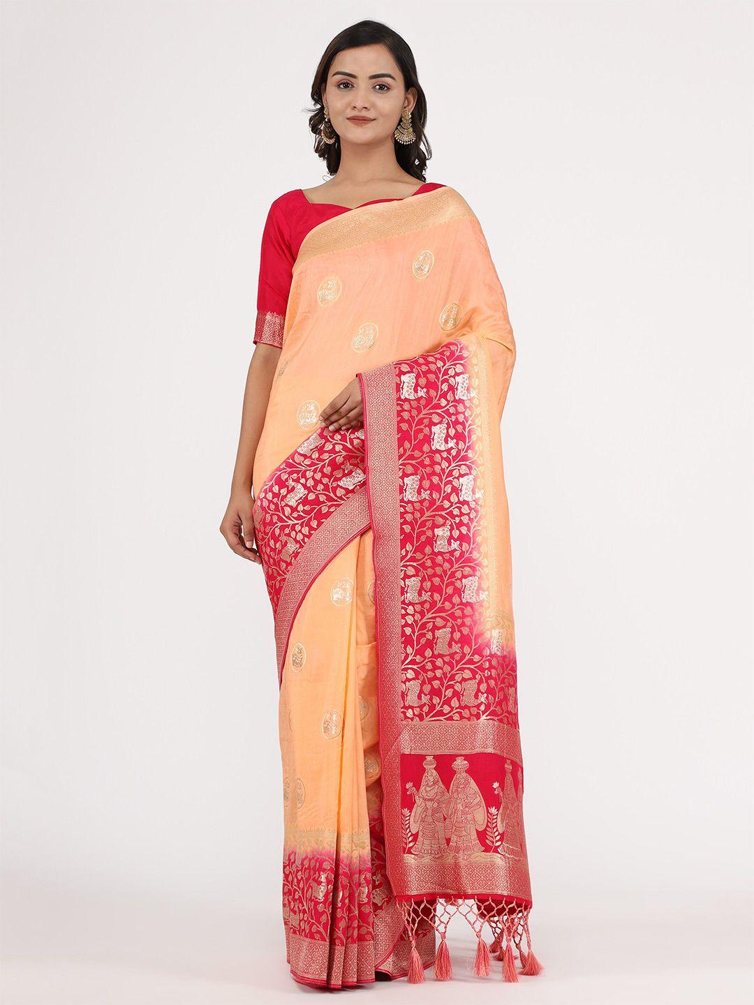 yavira silk ethnic motifs woven design zari saree